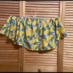 Plus Size Banana Print Crop Top